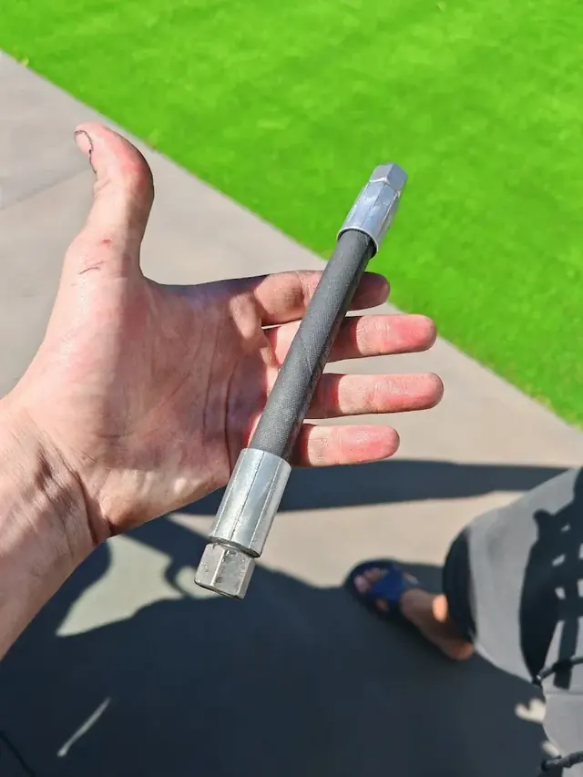 A hose with its end fitting crimped on